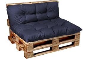 Garden Factory Palettenkissen Palettenauflagen Palettenpolster Sitzkissen, Rückenlehne oder Set, Gesteppt (Sitzkissen 120x60, Dunkelblau)