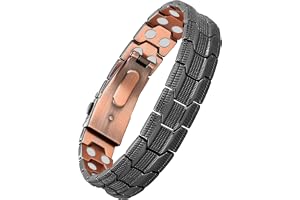 MagEnergy koppararmband för män, 99,99 % ren koppar, dubbla starka magneter, magnetarmband med fjärilslås, justerbar längd inkl. storleksjusteringsverktyg