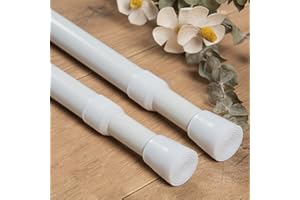 GDEVKHN 2PCS Tension Rods for Net Curtains Easy Use Net Curtain Rods Extendable Spring Loaded Tension Rod for Kitchen, Bathroom, Wardrobe, Window, Diameter: 22mm(100-180CM/39.4-70.9Inch,White)