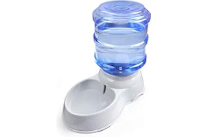 TENINYU Pet Water Dispenser Station - 1 Gal Replenish Pet Waterer for Dog Cat Animal Automatic Gravity Water Drinking Fountain Bottle Bowl Dish Stand