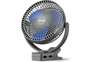 Koonie USB Clip Ventilator, 10000 mAh USB Ventilator, Tragbarer 20cm Tischventilator, 4 Geschwindigkeiten & 360° Drehung, Leise Wandventilator,Ventilator für Zuhause,Büro,Kinderwagen,Camping,Growzelt