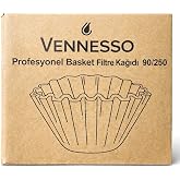 Vennesso Profesyonel Basket Filtre Kağıdı 90/250, Beyazlatılmamış Virgin Pulp, Doğal Kahverengi, Filtre Kahve Makineleri i&ccedil;in