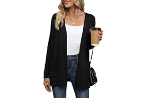 Yommay Sweter z dzianiny dla kobiet, elegancki, luźny, luźny, lekki, damski, na jesień, długi rękaw, sweter z kieszeniami