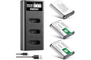 ENEGON NP-BX1 Set di 3 batterie da 1300 mAh e caricatore LCD per Sony NP-BX1 e Sony ZV-1, Cyber-Shot DSC-RX100, DSC-RX100 II/III/M4/M5/M6/M7////VA, DSC-RX100M II, HDR-CX44 2005 g