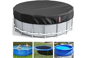LXKCKJ 12 Ft Round Pool Cover, Solar Covers for Above Ground Pools, Inground Pool Cover Protector with Drawstring Design Increase Stability, Hot Tub Cover Ideal for Waterproof and Dustproof (Black)