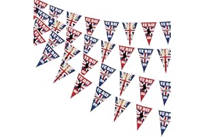 EWRGIJ VE Day Bunting,VE Day 80th Anniversary Decorations,10 Meters 30 Sides VE Day 80th Anniversary Flag 2025 Football Decorations