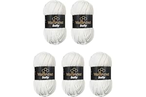 Wollbiene Softy, 5 gomitoli di lana di ciniglia da 100 g, 500 g (bianco 01)