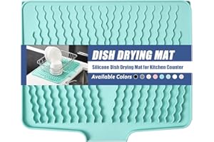 KitchenRaku Tappetino scolapiatti 40 x 33 cm, per stoviglie con superficie inclinata e scarico per un drenaggio ottimale dell'acqua (Verde chiaro)