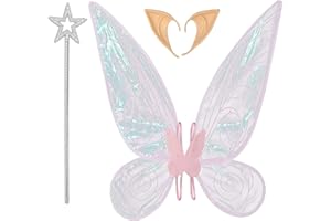 JOOVCC Feenflügel Erwachsene, Fairy Wings für Adult Erwachsene Feen Flügel Feen Kostüm Damen für Winx Club Kostüm für Karneval Halloween Weihnachten Rollenspiele Comic Con Themed Party (Rosa)