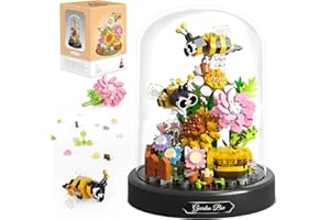 QLT QIAOLETONG Biene Blumen Micro Mini Baustein Set, Blumen Insekten klemmbausteine Bausteine mit Staubdichte Kuppel Und Sockel,Geschenk für Mädchen ab 6 Jahren und Erwachsene (588 PCS)