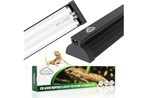 QZQ T5 UVB Reptile Light Fixture Combo Kit 8W, 10.0 UVB Light for Reptiles, Terrarium Hood Comes with Desert Reptile Lamp for Bearded Dragon, Gecko, Tortoise, Lizard