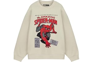 Marvel Mens Oatmeal Hoodie | The Amazing Spiderman Sweatshirt | Official Comics Graphic Hoody | Peter Parker Superhero Apparel | Superhero Movie Merchandise Gift for Him