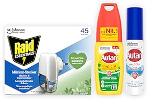 ‎AUTAN Autan und Raid Kombi-Pack, ideal zum Schutz gegen Mücken auf Reisen, Travel Essentials, 3er Pack (1x 100ml, 1x 25ml, 1x 27ml)