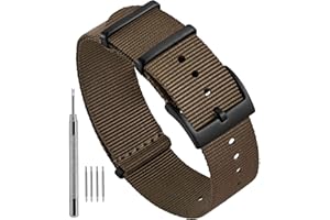 Ayadoo Bracelet de montre en nylon monobloc rayé, bracelet de remplacement de style militaire avec boucle en acier inoxydable pour hommes femmes, largeur du bracelet 18 mm 20 mm 22 mm