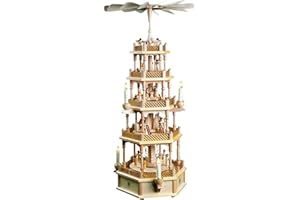 RICHARD GLÄSSER SEIFFEN Richard Glässer, 16713 Christmas Pyramid 4-Tier Birth of Christ, Nature, 75 cm, Electrically Illuminated and Operated