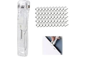 NectaRoy Cucitrice, Pinzatrice Creativa Riutilizzabile, Pinzatrice per Carta Senza Tracce, Spingere Spillatrici, Portatile Cucitrice Carta, Ufficio Cucitrice con 50 Pezzi Graffette Riutilizzabili