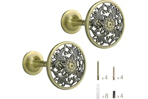 Fermatende da muro Lewondr Raccoglitenda 2 Pezzi in Bronzo con Fibbia Circolare Floreale con Viti, Accessori Decorazioni Tende Finestre Fermatende per Casa, Hotel, Ristorante- Bronzo