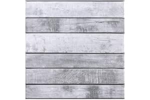 COMSTICKC Pannelli Murali 3d Adesivi Effetto Legno, 10 Pezzi 30x30 cm, Grigio Chiaro Retrò, Pannelli Murali In PVC Legno Per Decorativi Pareti Interne Cucina, Bagno, Soggiorno, Impermeabile