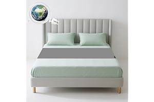 VigorVortex Erdungsbettlaken 10% Silberfaser und 90% Bio-Baumwolle für Besseren Schlaf Erdungsmatte mit EU Erdungskabel Grau (68x132cm)