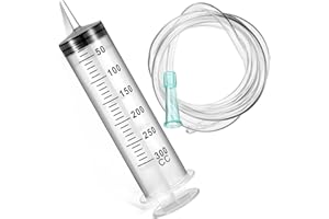 LONSVTTU 300 Ml Seringue en Plastique avec Tube Grande Seringue en Plastique avec Tuyau Flexible de 100 Cm Grande Seringue de Mesure en Plastique pour Laboratoires Scientifiques (21,6 x 5,5 cm)