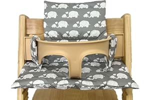 SMGBWAY Cuscini per Seggiolone Tripp Trapp Stokke, Antiscivolo Cuscino per seggiolone, cuscino per seggiolino in cotone biologico, Bambini Fodera di ricambio per seggiolone con borsa portaoggetti (04)