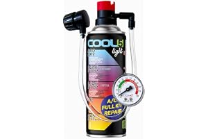 COOL5 HOBBY Ersättningsskydd Medium r134a för bilklimatisering - 1 burk 5in1, 235 g med integrerad tryckslang med tryckmätare