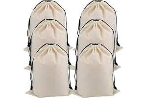 LSJDEER Set of 6 Cotton Travel Portable Shoes Storage Bags Organizer with Drawstring 6PCS S Size 15 x 11.5 inches (38 x 29cm)