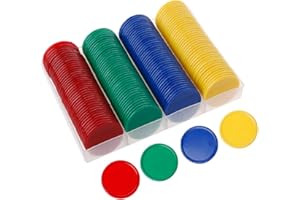 Qinsky Zählen Spielchips,Kunststoff Zähler 160er Pack Farbige Bingo Chips Farbzähler für Mathe Mathematik Oder Spiele Lernressourcen