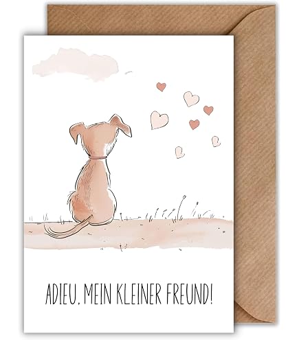 Hanra Trauerkarte Mit Hund – Für Tierfreunde, Mit Trosttext, 11,5 X 17 Cm, Nachhaltig Produziert
