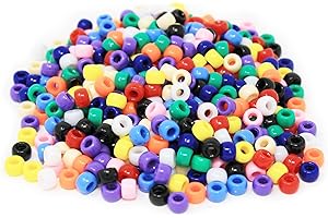 Bright Ideas Barrel Beads PK500 7mm Mixed Colourful for Kids Arts and Crafts, Plastic Craft for Decoration, Pony Necklace Bracelet Jewellery Making, Assorted Mixed Colours. BI7968