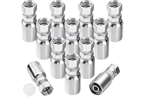 Racewill 12 Pack Hydraulic Hose End Fittings: 1/2" I.D. Hose x 1/2" JIC 37° Female With Protection Cover Hydraulic End Swivel Crimp Fitting