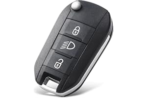 SALPIE - Coque porte-clés pour clés de voiture avec 3 touches Compatible avec les modèles de voiture : Peugeot 208, 308, 508, 2008- Citroen: C3-C4