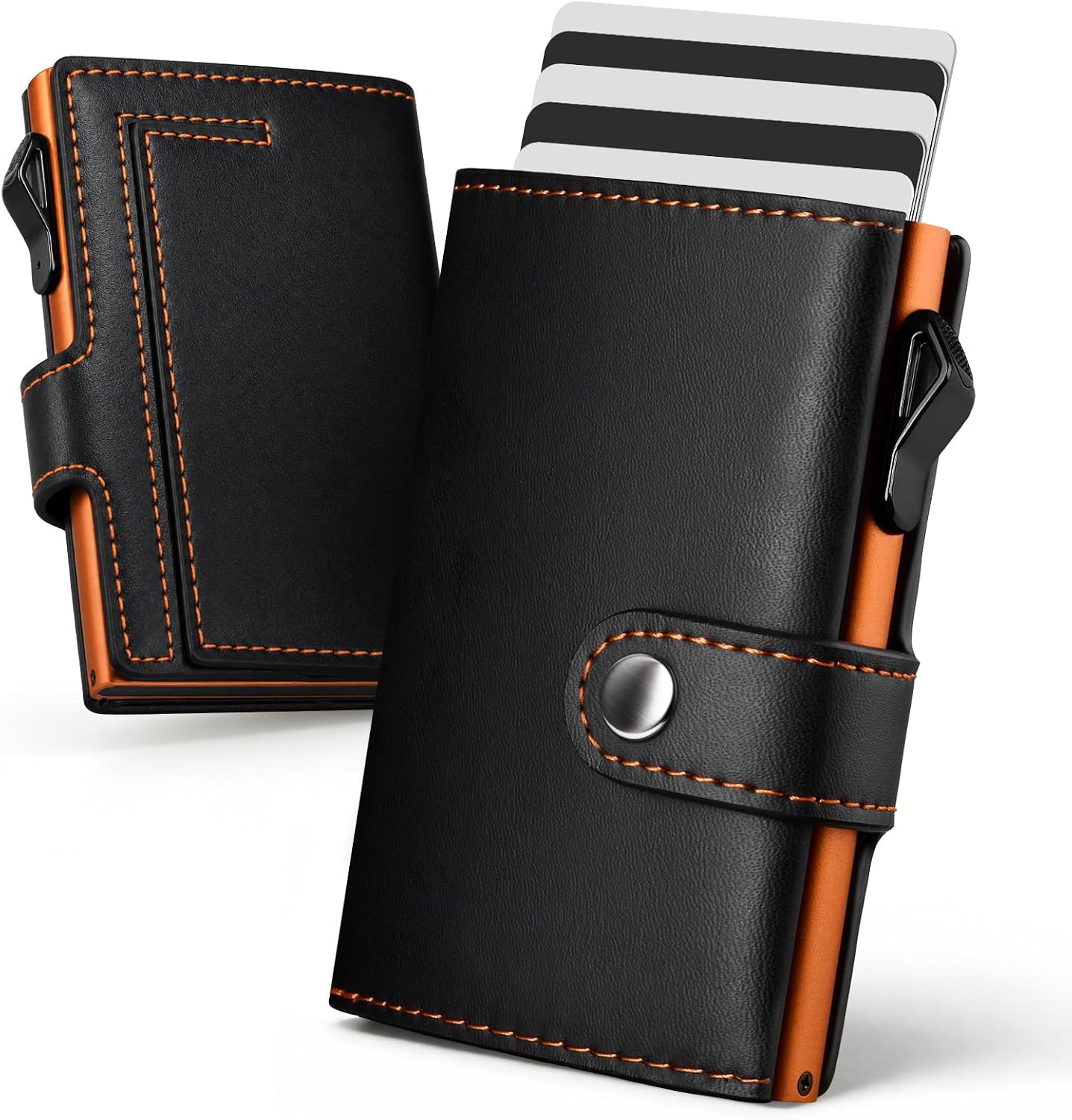 YESIIW Porte Carte Homme - Portefeuille Homme Pop Up Cuir Protection RFID - pour 7-9 Cartes & 2 ID Fenêtre - Pochette à Monnaie Magnétique - Porte Carte Slim - Idéal Métro Bureau Voyage - Noir