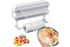 aichilra dispensador Papel Aluminio y Film, Upgraded Aluminum Magnetic Film Transparente Papel Organizer with Long Lasting Sharp Sheet, 3 in 1 portarrollos Papel Cocina, Blanco