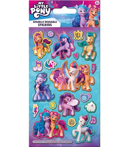 My Little Pony Mega Lot d'autocollants | Produit sous licence officielle | Trois types d'autocollants (environ 381 cm au total) | Réutilisable sur des surfaces non poreuses | Idéal pour les filles