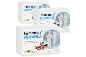 ‎AURA NATURA Fermentura® BlasenVital mit D-Mannose Cranberry-Extrakt & fermentiertem Beerenmix | Natürliche Unterstützung bei Blasen- & Harnwegsproblemen | 180 Kapseln, 3er-Pack | Vegan