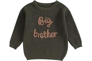 PanLidapan Brother Matching Clothes Embroidery Big Little Brother Jumper Knitted Sweater Kid Toddler Baby Boy Pullover Top