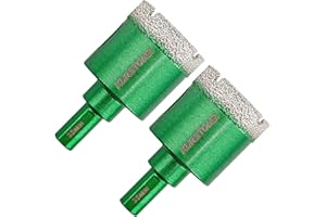 KURSTOL Porcelain Tile Diamond Drill Bits - 2pcs 1-3/8"/35mm Dry Diamond Hole Saw Triangle Shank for Ceramic Marble Granite Stone,Diamond Core Drill Bit Kit Fixed on Drills