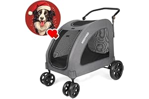 CAMPSOR Hundewagen Große Hunde bis 54kg (84.5 X 66 X 23.5 CM), Buggy für Hunde Kinderwagen Hunde Faltbar Klappbar 4 Rädern Hundewagen