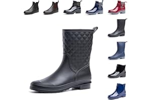 Hitmars Stivali Pioggia Donna Chelsea Stivaletti Gomma Impermeabile Moda Ankle Boot Antiscivolo Pioggia Stivali da Acqua Outdoor Antivento Stivaletti Gomma Nero Marrone Blu Rosso EU 35-42