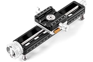 NiSi NM200S Makro Fokussierschiene - 360° Rotierbar Stabiler Makroschlitten/Makro Einstellschlitten/Macro Focusing Rail für Makrofotografie