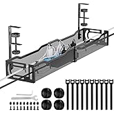 Tivddikun Cable Management, 25''/64CM Long Under Desk Cable Management No Drill, Metal Cable Tidy with Clamp for Standing Des