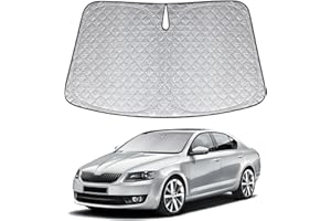 XCBYT Parasol Coche Delantero para Skoda Octavia 2018-2024, Engrosada Parasol Parabrisas, Plegable Protector Solar Coche, Mantén tu Coche Fresco, Anti UV Rayos y el Calor