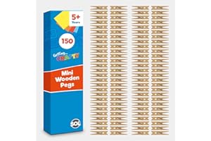 SOL 150pk Mini Wooden Pegs for Photos & Craft – Small Rustic Clips for Hanging Pictures, Cards & Wedding Decor – Tiny Wooden Pegs for Scrapbooking, Arts & DIY – Natural Finish with Sturdy Grip