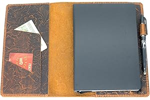 JJNUSA Custodia in pelle compatibile con Leuchtturm1917 formato A5 medio (14,6 x 21 cm) copertina diario di viaggio in pelle invecchiata ricaricabile diario di scrittura fiore marrone