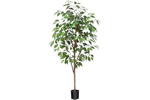 ‎FOPAMTRI Fopamtri Künstliche Pflanzen Groß 120 cm Ficus Benjamina Kunstpflanze mit Naturholzstamm, Zimmerpflanze Kunstbaum im Topf für Zuhause Büro Balkon Dekoration (1 Stück)