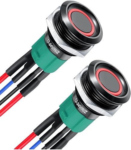 JIQI 2 Boutons Pression étanches 12mm 12V à 24V 2 A - Auto
