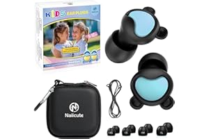 ‎NAIICUTE Ohrstöpsel Kinder (6-12 J.) - Wiederverwendbarer Gehörschutz Kinder und kleine Gehörgänge, Ohrenstöpsel lärmschutz mit Schnur für Konzentration, Angst, Schule, Zuhause, Reisen, Schlaf,Feuerwerk, 26dB