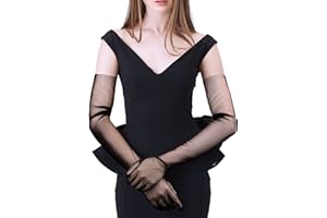 Neer Guanti da Opera Semi Trasparenti Lunghi in Tulle per Donna