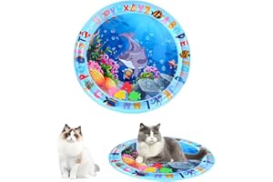 Tyasoleil Tapis de jeu aquatique à capteur - Tapis de jeu épais pour chat - Capteur d'eau avec poisson - Tapis capteur d'eau pour animaux de compagnie (dauphin rond)